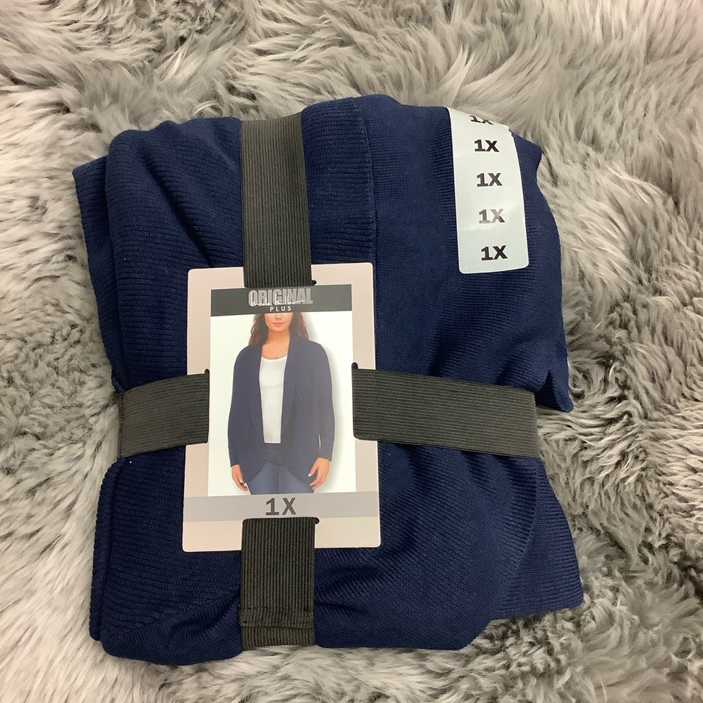 Nicole Miller | Women's Open Front Cardigan | Outerwear | Size 1X | Navy **NEW